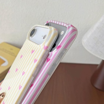 Púzdro na telefón pre iPhone 17 Pro Max, roztomilý pruhovaný a srdiečkový vzor, ​​mäkké TPU, tenké