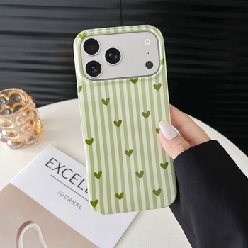 Púzdro na telefón pre iPhone 17 Pro Max, roztomilý pruhovaný a srdiečkový vzor, ​​mäkké TPU, tenké