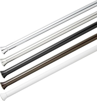 Nastaviteľná napínacia tyč na sprchový záves Amazon Basics, 107 až 185 cm, nikel, vnútorný nikel, 107