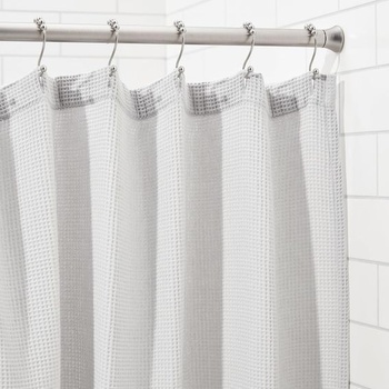 Nastaviteľná napínacia tyč na sprchový záves Amazon Basics, 107 až 185 cm, nikel, vnútorný nikel, 107