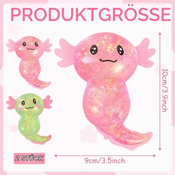 2 hračky Axolotl, mačkacie hračky, antistresové hračky, roztomilé kreslené trblietavé mäkké hračky,