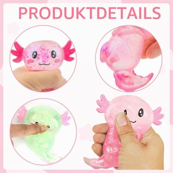 2 hračky Axolotl, mačkacie hračky, antistresové hračky, roztomilé kreslené trblietavé mäkké hračky,