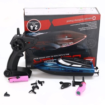 RoserRose Diaľkovo ovládaný čln, RC čln s LED osvetlením – 2,4G diaľkové ovládanie, duálny motor,