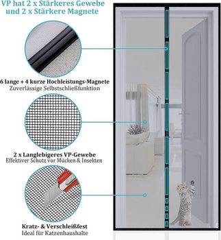 Sieť proti hmyzu Apalus VP na balkónové dvere, magnetická ochrana proti hmyzu 90x230 cm, 2krát