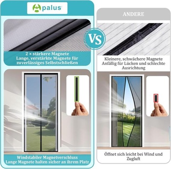 Sieť proti hmyzu Apalus VP na balkónové dvere, magnetická ochrana proti hmyzu 90x230 cm, 2krát