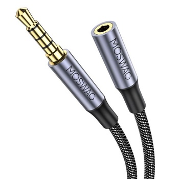 MOSWAG 4-pólový predlžovací audio kábel TRRS 3,5mm jack AUX stereo 1m 3,28 stopy čierny