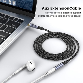 MOSWAG 4-pólový predlžovací audio kábel TRRS 3,5mm jack AUX stereo 1m 3,28 stopy čierny
