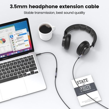 MOSWAG 4-pólový predlžovací audio kábel TRRS 3,5mm jack AUX stereo 1m 3,28 stopy čierny