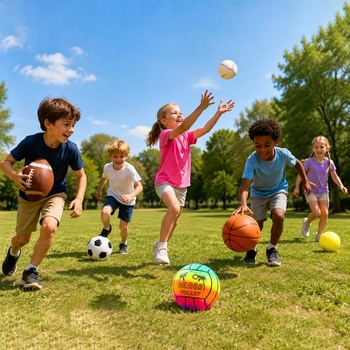 6dielna sada PVC športových lôpt, mini mäkké gumové lopty na futbal, basketbal, ragby, baseball,