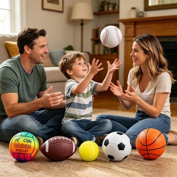 6dielna sada PVC športových lôpt, mini mäkké gumové lopty na futbal, basketbal, ragby, baseball,