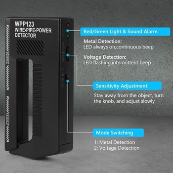Flintronic Wpp123 malý detektor kovov, vyhľadávač káblov, vyhľadávač trámov, vysoko citlivý