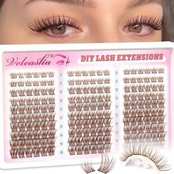 Veleasha Wimpern Extensions Hnedé riasy Manga riasy (Pure-B) PureBrown