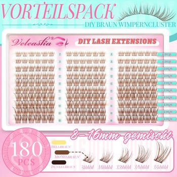 Veleasha Wimpern Extensions Hnědé řasy Manga řasy (Pure-B) PureBrown