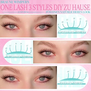 Veleasha Wimpern Extensions Hnedé riasy Manga riasy (Pure-B) PureBrown