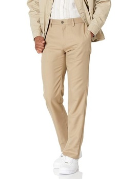 Pánske oblekové nohavice Amazon Essentials Slim Fit Flatfront z recyklovaného polyesteru, khaki