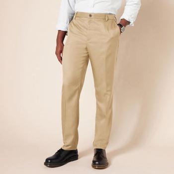 Pánske oblekové nohavice Amazon Essentials Slim Fit Flatfront z recyklovaného polyesteru, khaki