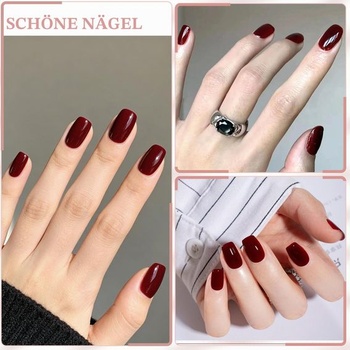 120 vínových nalepovacích nehtů, krátké umělé nehty, celoplošné umělé nehty pro začátečníky, DIY
