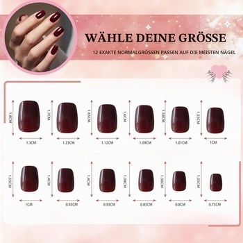 120 vínových nalepovacích nechtov, krátke umelé nechty, celoplošné umelé nechty pre začiatočníkov, DIY