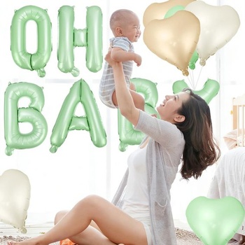 7 balónikov Oh Baby, balóniky s písmenom OH BABY, balóniky v tvare srdca, dekorácie na oslavu narodenia