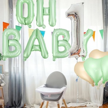 7 balónikov Oh Baby, balóniky s písmenom OH BABY, balóniky v tvare srdca, dekorácie na oslavu narodenia