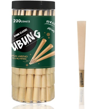 UBUNG Hnedé kornúty 200 ks, veľkosť 1 1/4 Predrolované kornúty, 84 mm Rolovacie papieriky s hrotmi