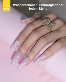 BURANO UV třpytivý gel na nehty, 7,3 ml reflexní gel na nehty UV lak, růžový gel na nehty, LED