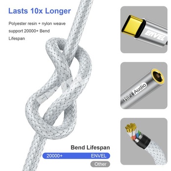 Adaptér pre slúchadlá z USB-C na 3,5 mm jack, balenie 1 ks audio kábla Type-C na AUX, kompatibilný s