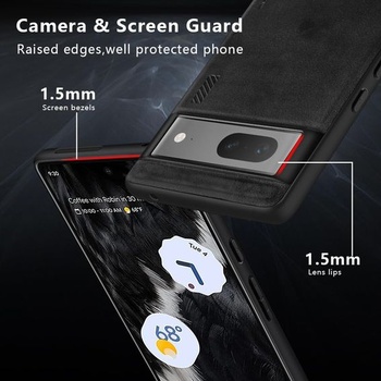 Puzdro X-level pre Google Pixel 7, zadná strana z Alcantary, čierna