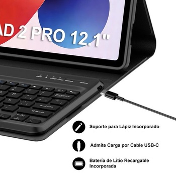 Ochranné púzdro s klávesnicou pre Redmi Pad 2 Pro/Xiaomi Poco Pad 12,1 palca, bezdrôtová Bluetooth