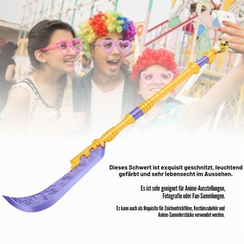 Yanmis fialový cosplay kostým meč, 25 palcov 3D tlačený anime meč hračka rekvizita zbraň pre