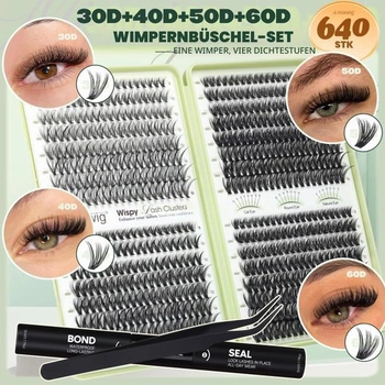 Wimpern sada prodloužení 640 ks 30D+40D+50D+60D řasy 8-16mm D kudrnaté C-30D 40D 50D 60D sada