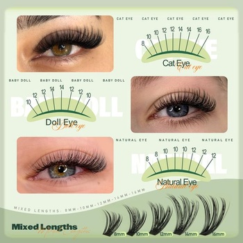 Wimpern sada predĺženie 640 ks 30D+40D+50D+60D riasy 8-16mm D kučeravé C-30D 40D 50D 60D sada