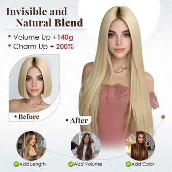 Elailite Clip-In vlasové predlžovanie, tmavo hnedé, 6 kusov, 60 cm, Lacné vlasové predlžovanie,