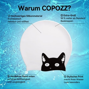 Dámská plavecká čepice COPOZZ pro dlouhé vlasy, vodotěsná silikonová plavecká čepice – přizpůsobí