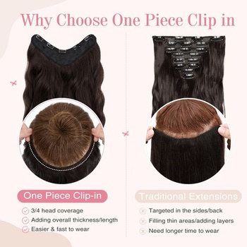 MY-LADY Clip-in prodlužování vlasů tmavě hnědé 45 cm syntetické prodlužování 1 útek vlnité