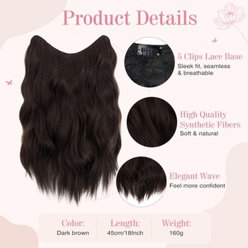 MY-LADY Clip-in prodlužování vlasů tmavě hnědé 45 cm syntetické prodlužování 1 útek vlnité