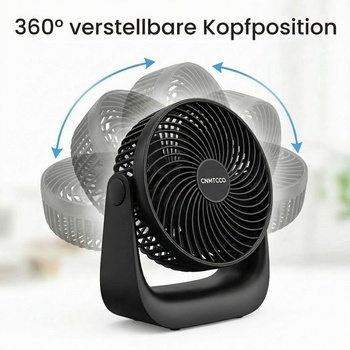 CNMTCCO USB stolný ventilátor, tichý, 6palcový ventilátor s 3 rýchlosťami a 360 ° rotáciou, silný mini