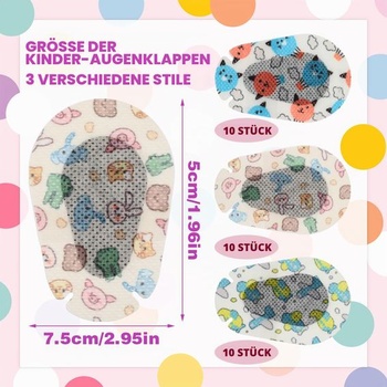 Telooco 30-dielne očné náplasti pre deti, očné vankúšiky pre amblyopiu, očné náplasti štýl 1