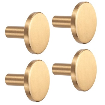 Sada 4 kusov, zlaté dekoratívne nástenné háčiky, háčiky z kartáčovanej mosadze, 32 mm x 30 mm, do