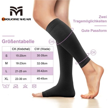2 páry zdravotných kompresných pančúch, trieda 2, 20-30 mmHg, čierne, veľkosť L