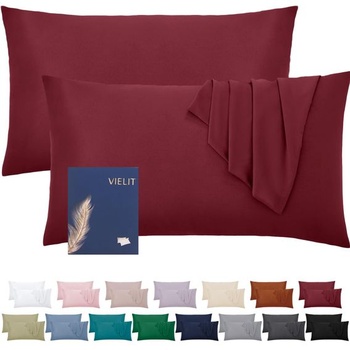 Obliečka na vankúš Vielit 50x70, sada 2 kusov, červená, ekologická, certifikovaná, vínovo červená