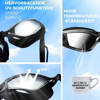 Plavecké brýle Hersvin (M/0 až M/-8.0) Ochranné brýle s UV filtrem a úpravou proti zamlžování pro