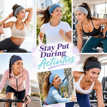 Kavya Dámska športová čelenka - 6 kusov, elastická tenká priedušná čelenka, protišmyková, na čelo,