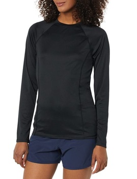 Dámsky rashguard s dlhým rukávom Amazon Essentials, veľkosť 40, opraný, čierny