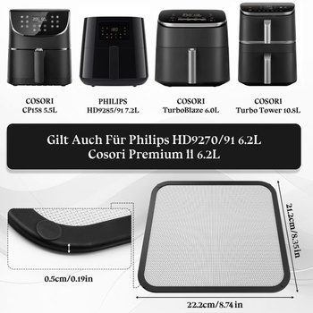 Nerezový ochranný kryt ZOCONE kompatibilní s fritézou Cosori Airfryer 5,5 l/6,0 l/6,2 l, magnetický
