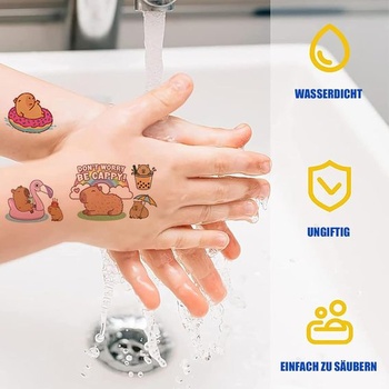 Detské tetovanie kapybary, 10 listov hnedých detských tetovaní