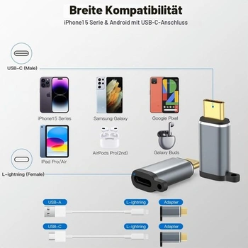 Adaptér AXFEE Lightning na USB-C (2 ks), Lightning samice na Type-C samec (2 ks)