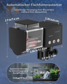 Pawfly Automatické krmítko pre akvária, 85 ml, Nastaviteľné krmítko s časovačom, Automatické