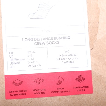 DANISH ENDURANCE Crew Running Socks (3/5 párov), Športové ponožky do polovice lýtok, Unisex,