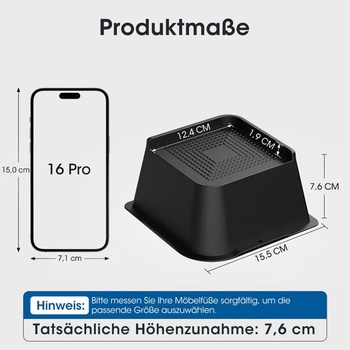 Nábytkové zvedáky 7 cm, zvedáky postelí ve tvaru L, nosnost až 6000 liber, nadrozměrné zvedáky